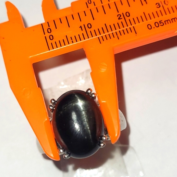 Ring 8 carat Black Tourmaline and Diamond Sterling Silver sz 10 - Picture 5 of 7